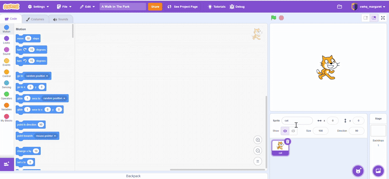 Scrolling background step 2