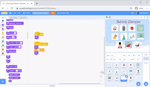 Step 8 scratch holiday calendar