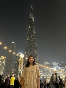 Aliya in front of the Burj Khalifa