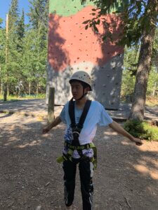Louis at the climbing wall