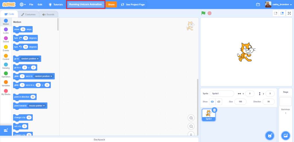 scratch animation step 3 name project