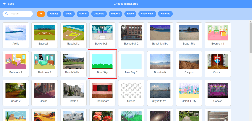 scratch animation step 6 select backdrop