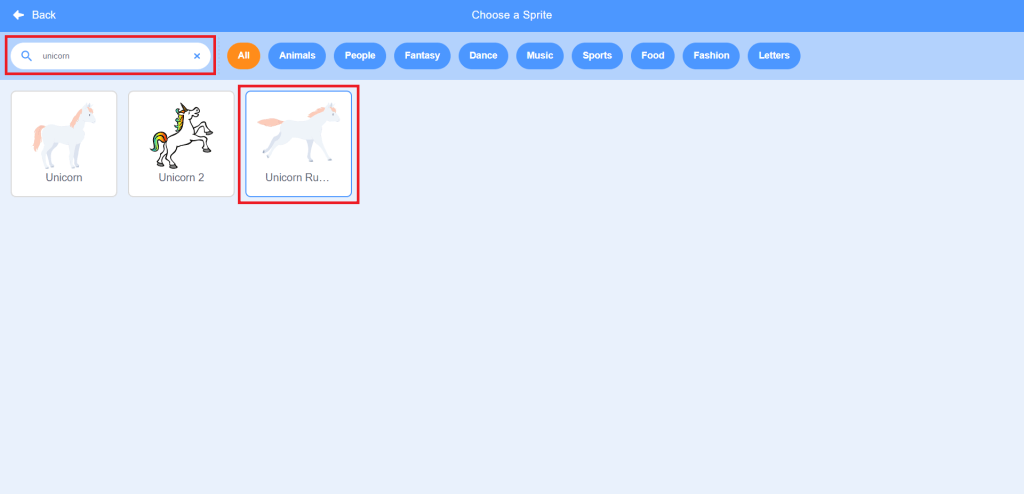 scratch animation step 8 select sprite