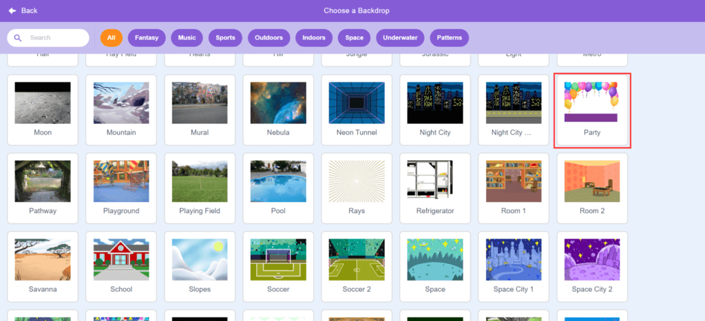 Find the party backdrop