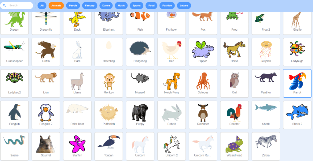 select parrot sprite