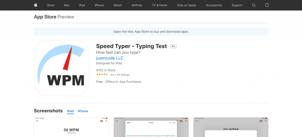 Speed Typer app for kids