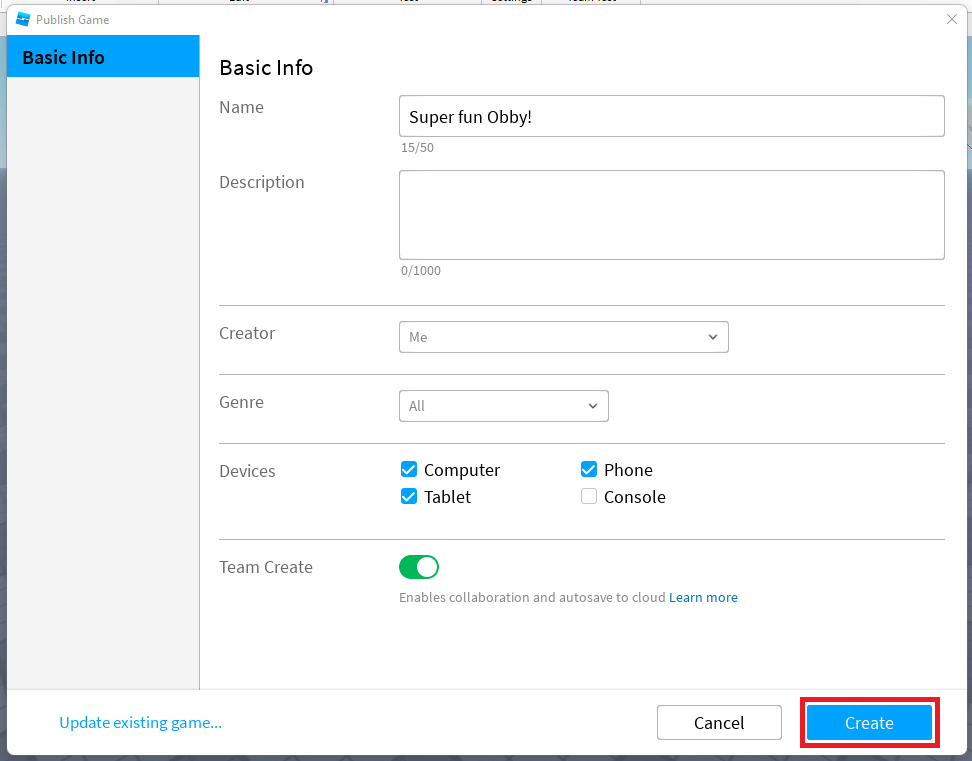 Make a roblox obby game step 11a