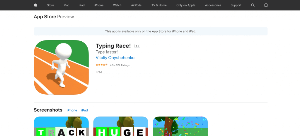 Type Race typing app