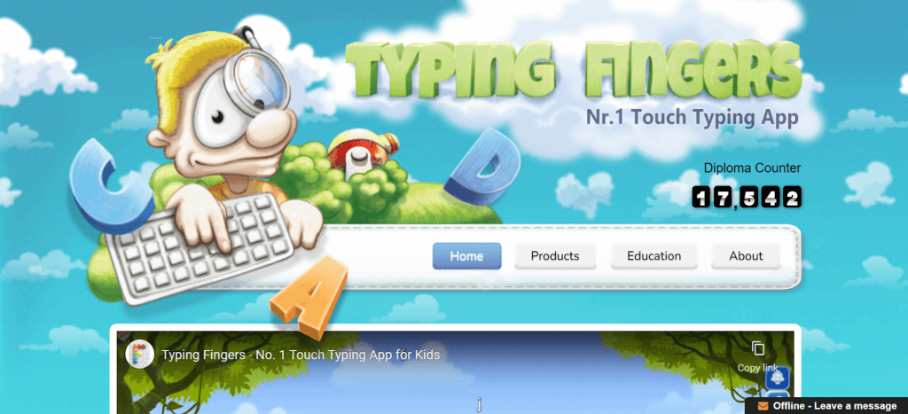 Typing Fingers for kids